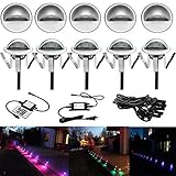 FVTLED 超高輝度 LEDスポットライト埋込型 防水 IP65 DC12V 0.4W 10個セット 亜鉛合金製 玄関先 庭 車道 歩道のライトアップに適用 (多色)