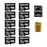 Cloudisk Micro SDカード2 GB(10個セット) フラッシュカード クラス6、SDアダプタ、カードリーダー（2 GB）