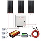 ECO-WORTHY 300 Wソーラーパネルキット: 3個 100W ソーラーパネル + 1000W 12V-110V 正弦波インバーター + コンバイナボックス + ケーブル + 30A チャージ