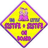 (SUN) BIG SISTER + LITTLE SISTER ON BOARD (like baby on board sign) Non Personalised novelty baby on