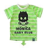 MONICA BABY BLUE キッズ Tシャツ スカル ネオンボーダースカルT 80cm サイズ ネオングリーン コットン ポリエステル 2111504013
