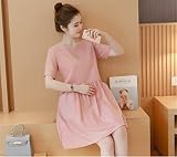 マタニティウェア 服 無地 ワンピース ゆったり レジャー カジュアル ワンピース 妊婦服 産前 産後 レディース マタニティワンピース XL 写真色