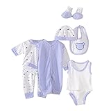 PER 　ベビー服　新生児服　ベビー肌着　下着　8枚組　ギフト　出産祝い　可愛い　トライプ　ポルカドット (ブルース)