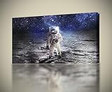 Astronaut on Moonキャンバスプリント壁アートホームデコレーションGiclee * 4サイズ*スペースca145 130x70 cm (51"x27.5" Inches) CA14511