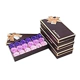 HYSUNG 美しいハンドメイドソープローズ18個デリケートな箱バレンタインデークリスマスの妻とガールフレンドのためのベストギフト (紫)
