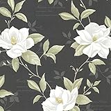 Brewster 2532-20437 Cressida Magnolia Trail Wallpaper, Black [並行輸入品]