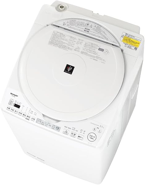 シャープ 洗濯乾燥機 2-4人用 洗濯8kg 乾燥4.5㎏ 幅55.5cm もみ洗い&こすり洗い 穴なし槽だから清潔&節水 省エネ 内フタなしで出し入れスムーズ ハンガー除菌・乾燥コース インバーター 静音 ES-TX8J-W ホワイト - 1