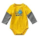 Ochine 新生児　幼児　男の子 子供服 かわいい　ロンパース　子供服 長袖 カバーオール ４色選べる (12M, イエロー)