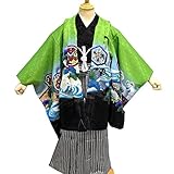 七五三 3歳 3才 男児 トータル13点フルセット 男の子 着物(ミニ5歳) 10タイプ/8(鷹矢羽・緑B-4)