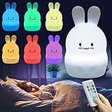 ナイトライト、キュートなウサギNursery LEDポータブルライト、リモートコントロールナイトライトと7-color点滅モードNightlights , Perfect Gift for Girl 