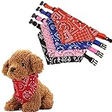 犬 バンダナ 首輪 4個セット かわいい 犬用首輪 よだれかけ 赤/黒/ブルー/ピンク 小型犬 中型犬 大型犬 ペット用品 (S:首周り24-40cm)