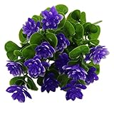 Flameer 花束　4種選択　人工観葉植物　ホーム　オフィス　装飾　ブーケ　造花　高品質 - パープル山茶花