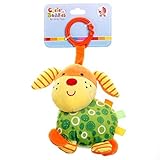 giftshop101 6 "キュート犬ソフトPlush Baby Rattle withクリップベビーおもちゃ – グリーン