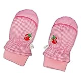 アスナロ（グローブ） スノーミトン 女の子 子供 手袋 フリース いちご柄 刺繍 防寒1-2才 ピンク