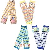 Laili ベビー レッグウォーマー 4セット（3歳～7歳）オシャレ 可愛い コットン 綿 動物柄 膝当て 子供 キッズ 赤ちゃん 新生児 冷房 アウトドア 暖かい 日焼け止め 出産祝い ギフトセット