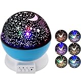 SUPERNIGHT 3 Modes Colorful LED Night Light Lamp Ambient Lighting 360 Degree Romantic Rotating Cosmo