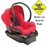 Maxi-Cosi Mico Nxt Infant Car Seat with a Baby on Board Sign - Intense Red by Maxi-Cosi