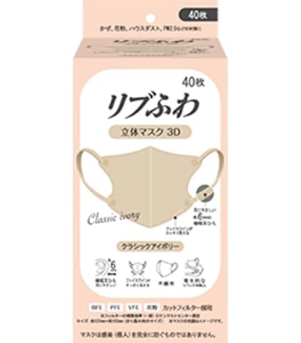 Amazon.co.jp: リブふわバイカラー立体マスク 3D サンドベージュ 15枚