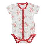 (チャックル) chuckle *スウィートガール*お花柄ローズ半袖前開きロンパース レッド 60cm P2184-60-21