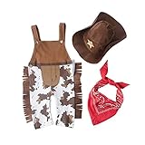 Weixinbuy Baby Boyカウボーイロンパース+帽子スカーフOutfit Clothesボディスーツジャンプスーツ US サイズ: S