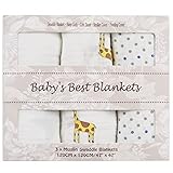 Muslin Swaddle Blankets for Sensitive Baby's - 47x47 inches - Unisex neutral design ideal for boy or