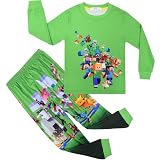 [HBQZHS] マインクラフト 春秋冬 キッズ パジャマ 子供服 長袖Ｔシャツ&ズボン 上下セット 綿 ベビー服 ベビーパジャマ ルームウェア マインクラフト コスチューム (D5#,130)