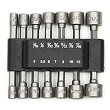 Tonsiki 14 Pcs 1/4 Hex Power Nut Driver Drill Bit Set Metric Socket Wrench Screw Quick-Change Hex Ke