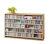 CDラック DVDラック 大量収納 最大CD695枚 薄型壁面型 ロータイプ ナチュラル色