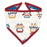Kite 「カイト」-  リバーシブルスタイ - オーガニックコットン - 青色のフクロウ - Organic Cotton - Reversible Stripy Owl Bandana Bib -