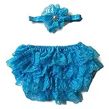 Rush Dance レースリボン ベビー用フリル付きブルマおむつカバー&ヘッドバンド US サイズ: Large / 12-24 Months カラー: ブルー
