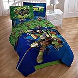 Nickelodeon Teenage Mutant Ninja Turtles Full Reversible Comforter and Sheet Set 5 piece 100% Polyes