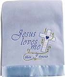 Jesus Loves Me This I Know Blue 30 x 40 Inch Fleece Blanket by Manual Woodworkers & Weavers