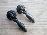 IRONMONGERY Worldâ Cast Ironヴィンテージ古いスタイルPear Tear Dropキャビネット食器棚引き出しプルハンドル(ブラック) by ironmongery世界