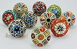 Dorpmarket 10 Pieces Set Dotted Ceramic Cabinet Colorful Knobs Furniture Handle Drawer Pulls [並行輸入品]