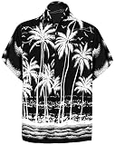 LA LEELA メンズ パーティー衣装 リラックスビーチキャンプ半袖ハワイアンシャツ US サイズ: X-Large カラー: ブラック
