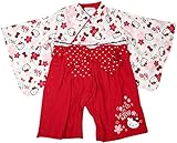 (ハローキティ)HELLO KITTY 巫女服風ベビー用ロンパース2点セット【51651701】 60cm レッド系