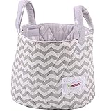 Minene Small Grey Chevron Fabric Storage Basket Organiser with Handles by Minene