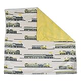 Baby Thro Microplush Yellow and Gray Trains By Marlo Lorenz 40" X 30" [並行輸入品]