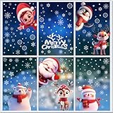 CINECE クリスマス ステッカー 飾り 静電気シール 両面 静電ステッカー Xmas 8セット 21×28CM 防水 汚れない 剥がせる 小物 部屋 立体 白い