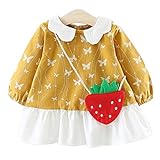 YY-Natuhi ベビー服 子供服 女の子 ワンピース ドレス 蝶々柄 丸襟 キッズ チュニック おしゃれ かわいい 長袖 新生児 春秋冬 入園式 入学式 発表会 結婚式 お出かけ (80cm, 2