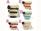 カゴバック レディース バッグ 職人手作り 春 夏 海バッグ かばん 収納バスケット ナチュラル カゴバック ポシェットバッグ B064 (C)