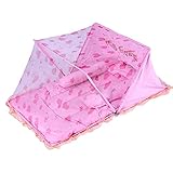 蚊帳付き折りたたみ式ベビーベッド寝袋付き蚊帳-ピンク