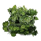 Kicode 2パック6.56FT人工アイビー＆シルクフェイクアイビーは、結婚式のパーティーガーデンの壁の装飾のためのブドウの葉をぶら下がって葉を残す