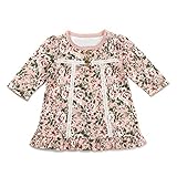 ベビー服　 ワンピース　長袖 　肩ボタン　花柄　ふわふわ　ピコレース　フリル　女の子 　赤ちゃん 綿100% 　ピンク　24Ｍ