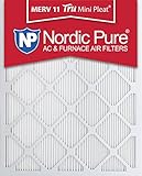 Nordic Pure 16 x 25 x 1 m11minipleat-12 Mini Pleat Merv 11 AC炉エアフィルタ、16インチx 25-inch X 1インチ、12パック