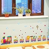 壁装飾、動物列車テーマ、保育園寝室リビングコーナーベースボード簡単ピール＆スティック壁アートステッカーby jiazugo