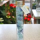ハーバリウム 瓶の中におとじ込められたおしゃれな植物 角ビンタイプ お祝い 誕生日プレゼントやインテリアに癒やしの空間 (ブルー)