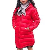 POTOJP 秋冬 韓国風 無地 ダウンジャケット キッズ 中綿コート ロング丈 軽量 あったか 防寒 ガールズ ポンポンキャップ付き 元気少女 防寒綿服 コットンジャケット 日常着 上着 (120,