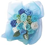 ポピー名古屋 ソープフラワー 造花 花束 ギフト シャボンフラワー SBL-11 ブルー 26cm せっけん素材で作られたお花 ほのかな香り バラ12本