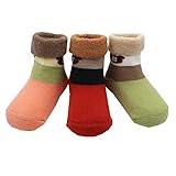 赤ちゃん ベビー 新生児 可愛いソックス 靴下 柔らかい靴下 秋冬　お祝い 出 産 祝い 保温ソックス 3足 (M, 多色)